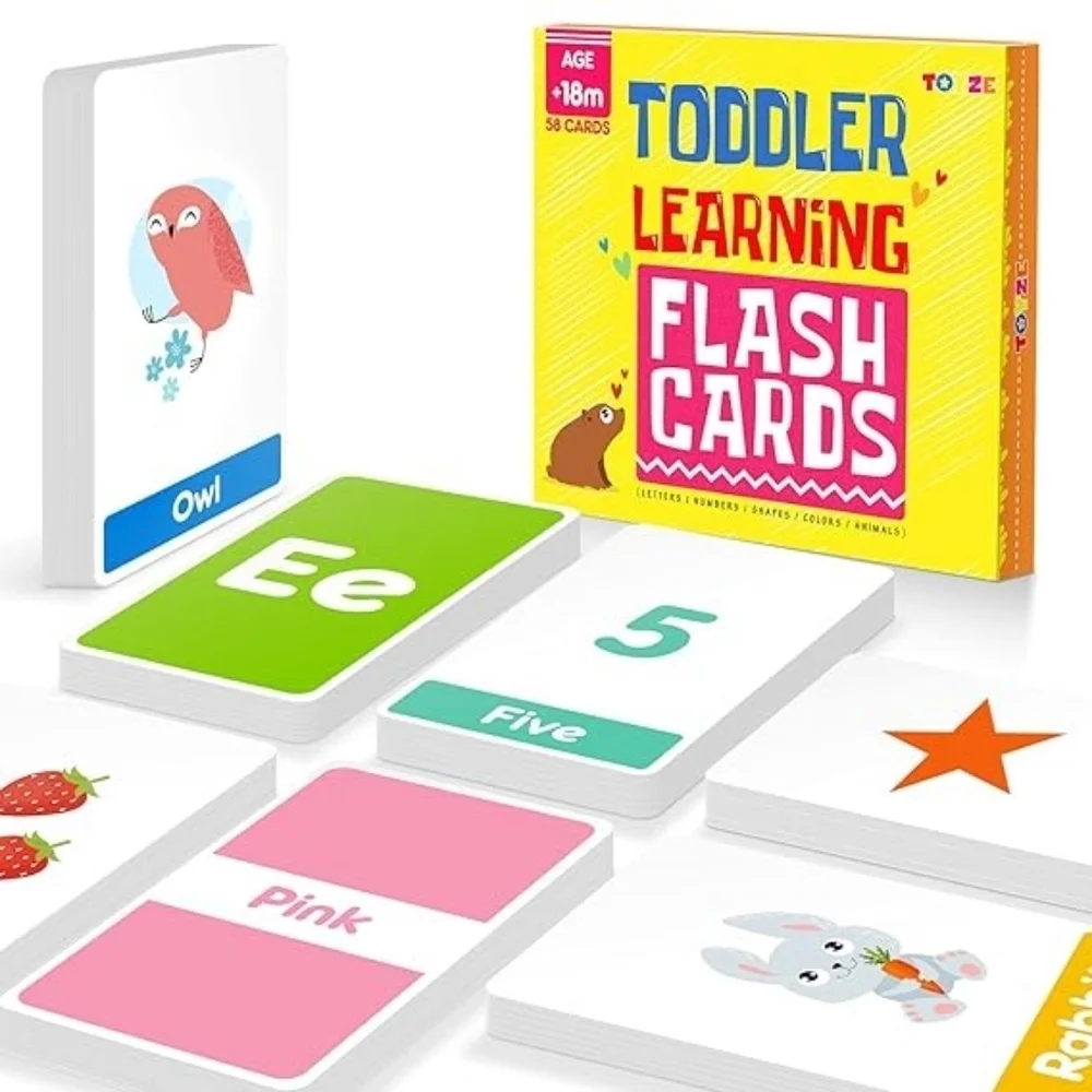 Toyze Flash Cards for Toddlers Alphabet Flash Cards with 58 Cards